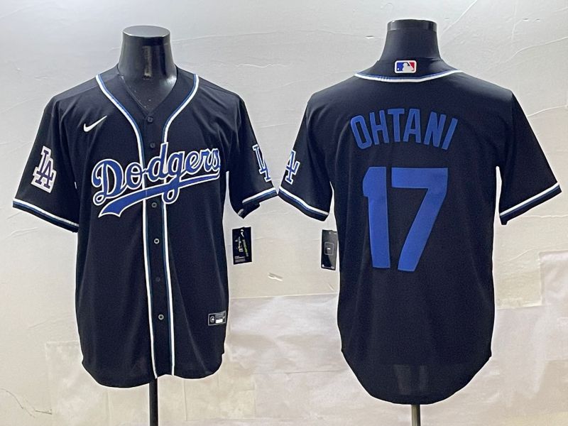 Men Los Angeles Dodgers #17 Ohtani Black blue Three generations Nike 2025 MLB Jersey style 6->los angeles dodgers->MLB Jersey